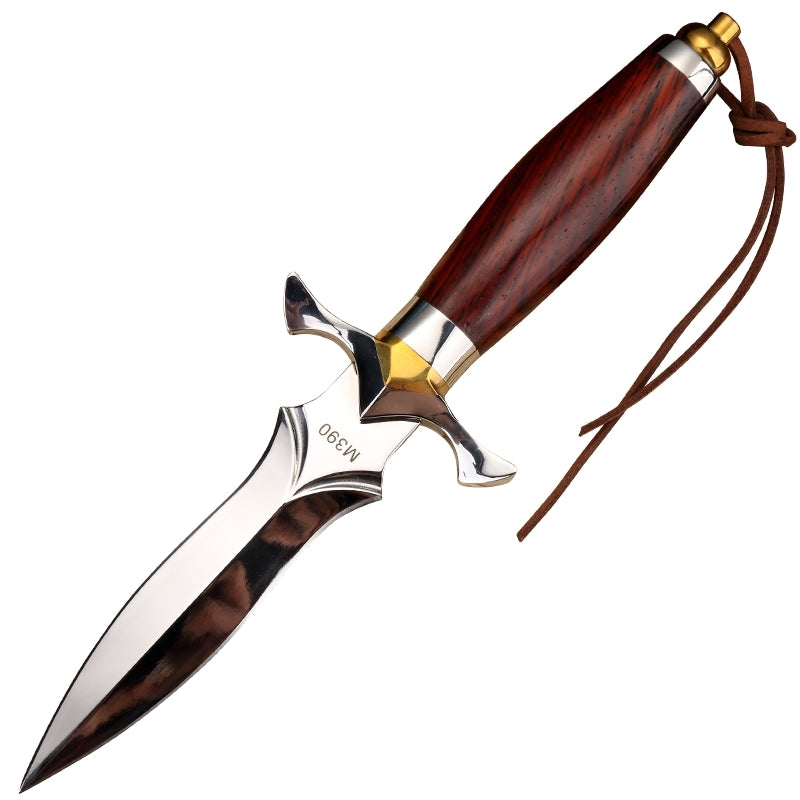 Handmade Dagger M390/Damascus Blade Knife Double Cutting Edge W/ Sheath Wood Edc - AK-HT0613