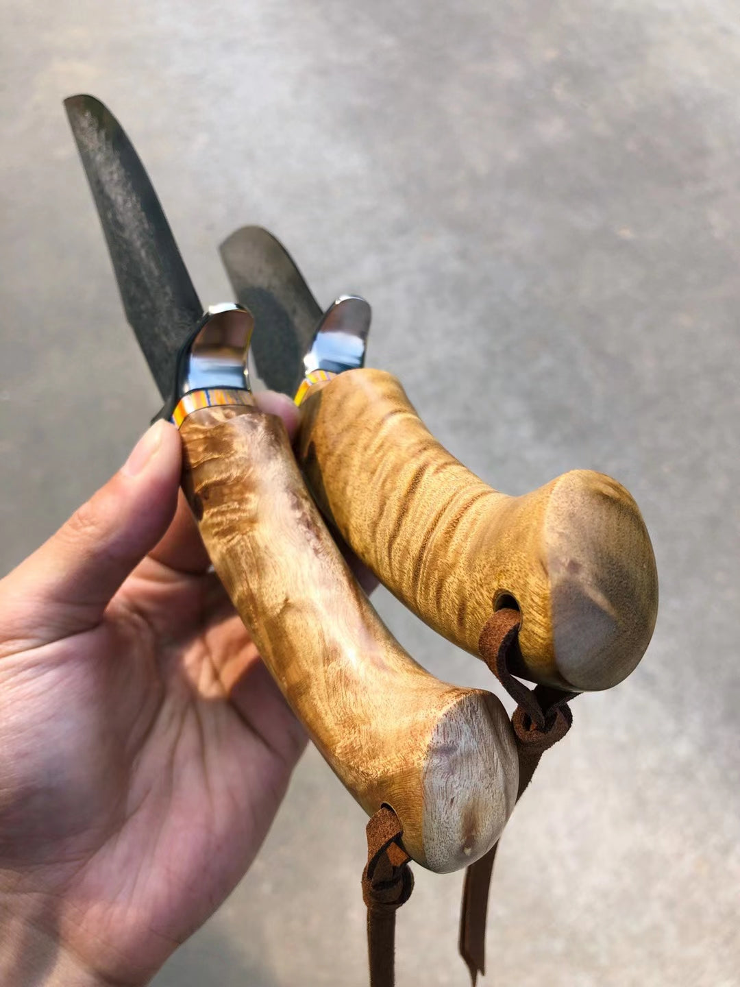 Japanese Vg10 Damascus Bowie Knife Fixed Blade Figured Wood - AK-HT0639