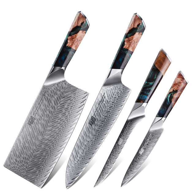 4 PCS Set 67-Layer  Damascus Steel Kithcen Knife Set Amazing Quality -AK-DS0790