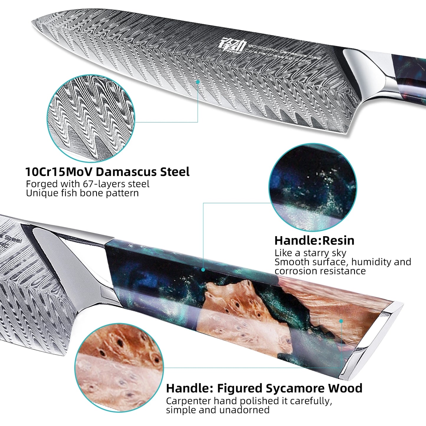 4 PCS Set 67-Layer  Damascus Steel Kithcen Knife Set Amazing Quality -AK-DS0790