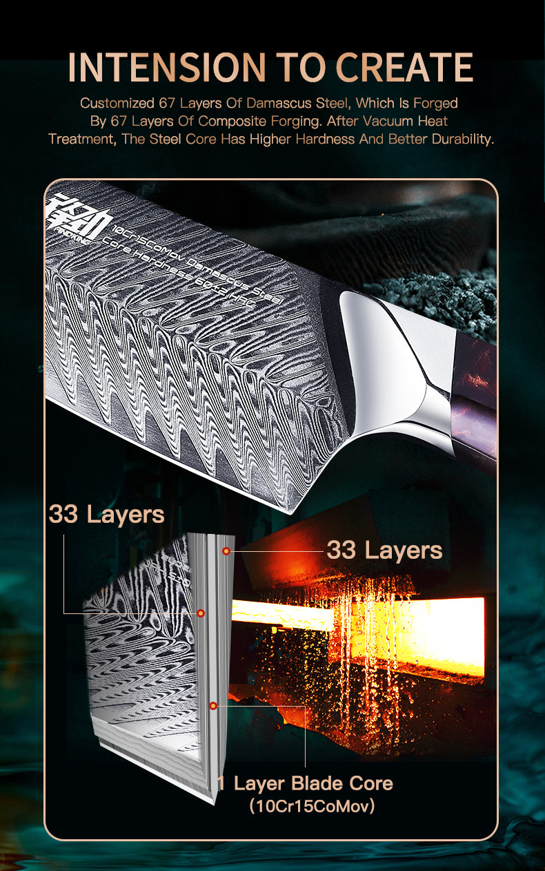 4 PCS Set 67-Layer  Damascus Steel Kithcen Knife Set Amazing Quality -AK-DS0790