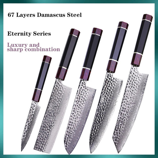 5 PCS Set 67-Layer  Damascus Steel Kithcen Knife Set Amazing Quality -AK-DS0819