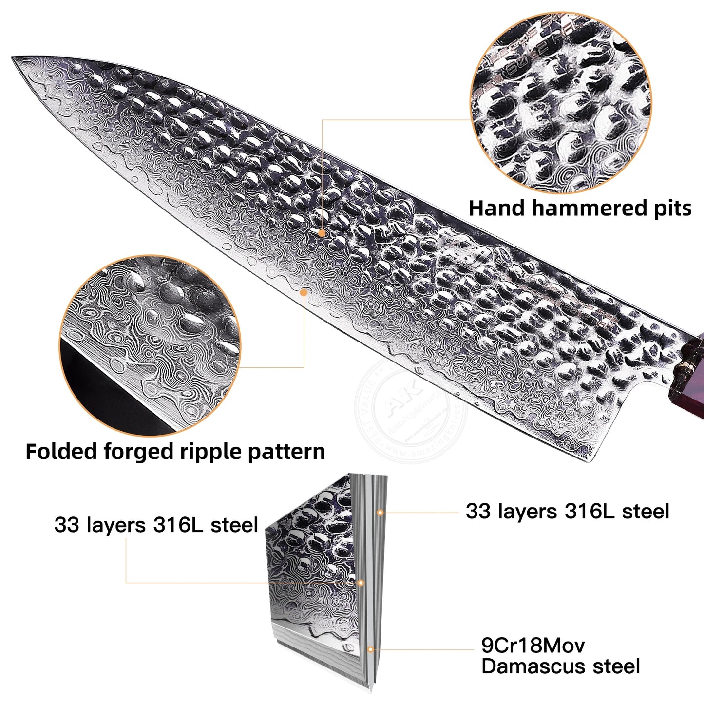 5 PCS Set 67-Layer  Damascus Steel Kithcen Knife Set Amazing Quality -AK-DS0819