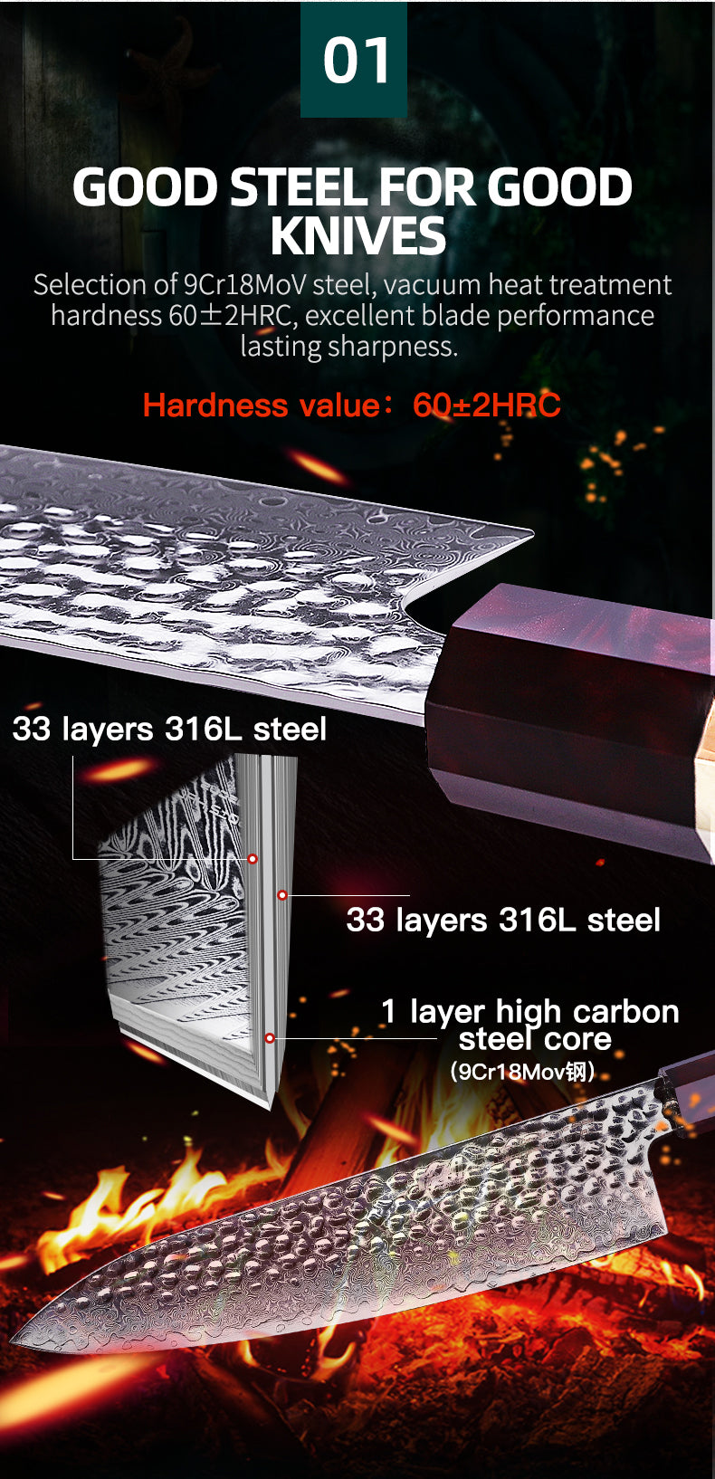 5 PCS Set 67-Layer  Damascus Steel Kithcen Knife Set Amazing Quality -AK-DS0819