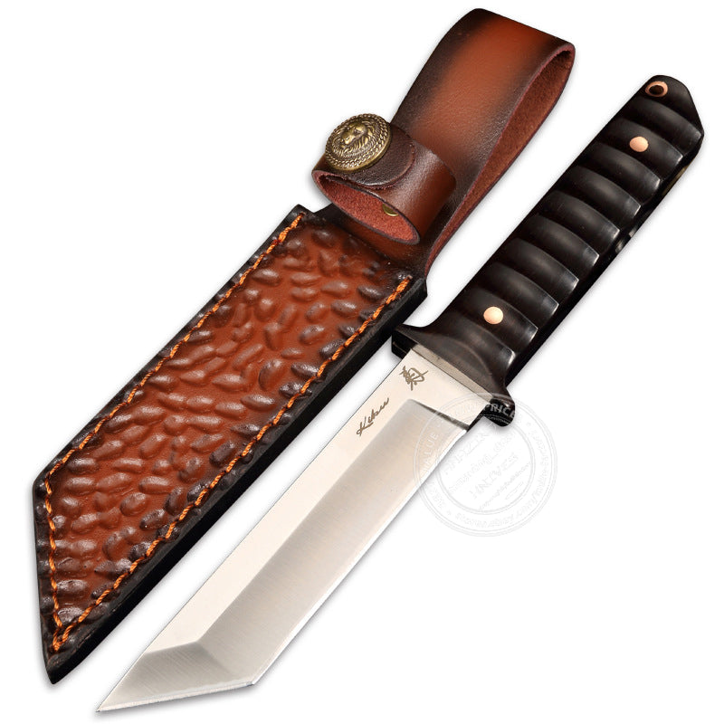 D2 Steel Japanese Style Katana Knife Samurai Hunting Knife Tanto Point Bushido Full Tang with Sheath  - AK-HT0820