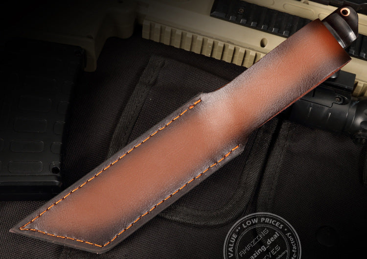 D2 Steel Japanese Style Katana Knife Samurai Hunting Knife Tanto Point Bushido Full Tang with Sheath  - AK-HT0820