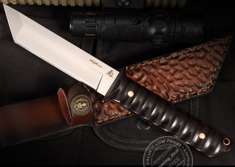 D2 Steel Japanese Style Katana Knife Samurai Hunting Knife Tanto Point Bushido Full Tang with Sheath  - AK-HT0820