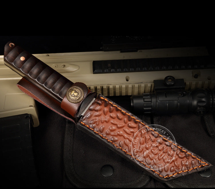 D2 Steel Japanese Style Katana Knife Samurai Hunting Knife Tanto Point Bushido Full Tang with Sheath  - AK-HT0820