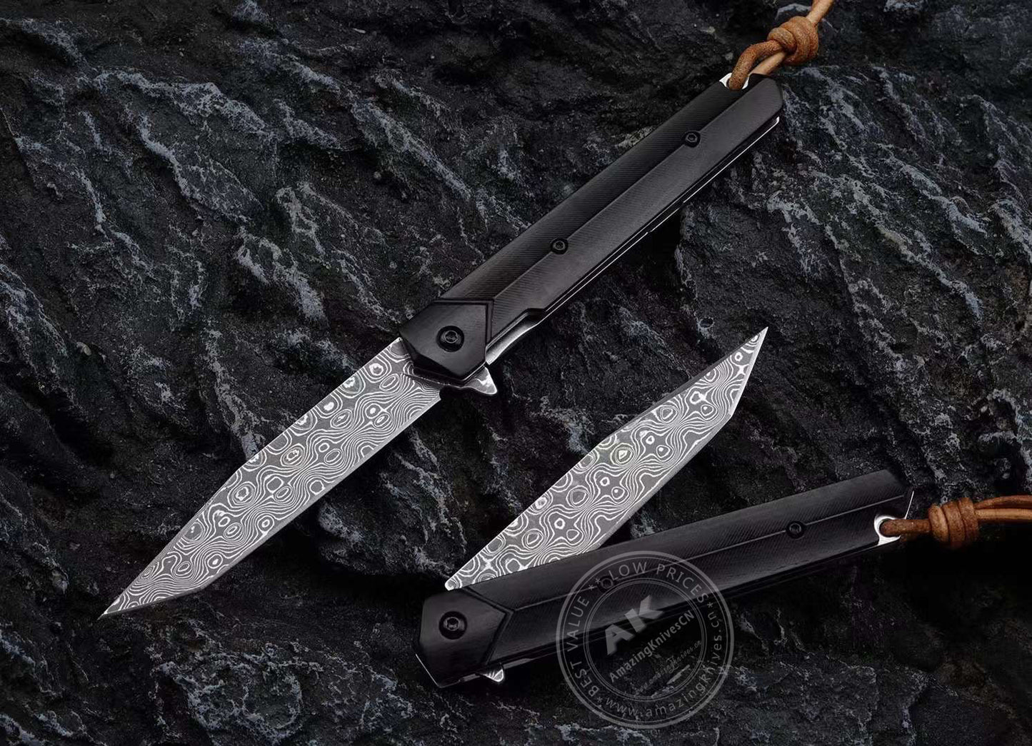 VG10 Damascus Steel Folding Knife Camping Rescue Pocket Knife - AK-HT0824