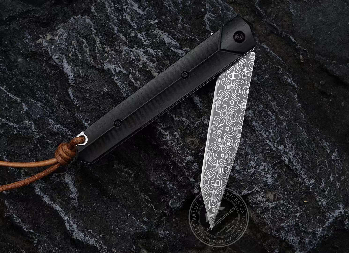 VG10 Damascus Steel Folding Knife Camping Rescue Pocket Knife - AK-HT0824