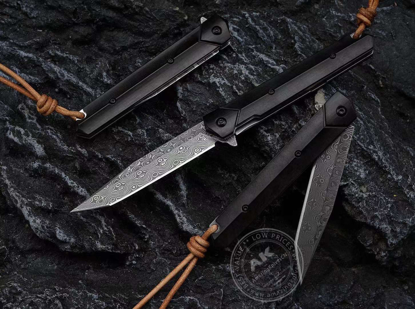 VG10 Damascus Steel Folding Knife Camping Rescue Pocket Knife - AK-HT0824