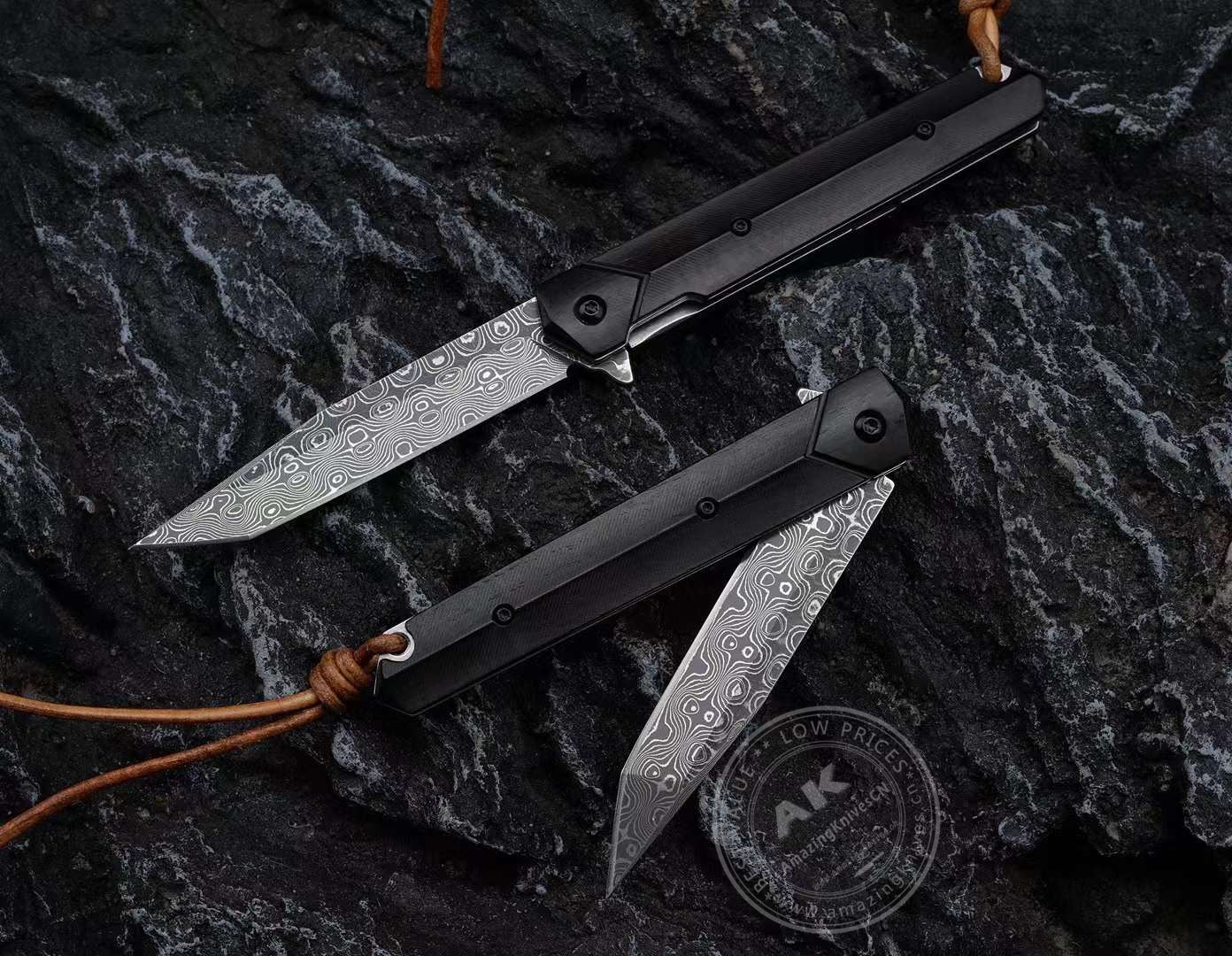 VG10 Damascus Steel Folding Knife Camping Rescue Pocket Knife - AK-HT0824