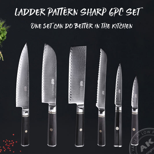 6 PCS Set 67-Layer  Damascus Steel Kithcen Knife Set Amazing Quality -AK-DS0818