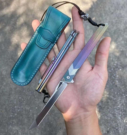 M390 Blade Folding Knife Tactical Rescue Survival Flipper Tanto Titanium - AK-HT0557-U