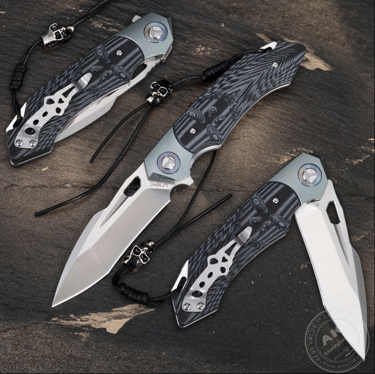 D2 Steel Blade Folding Knife Pocket Knife Tactical Survival Titanium - AK-HT0705-D