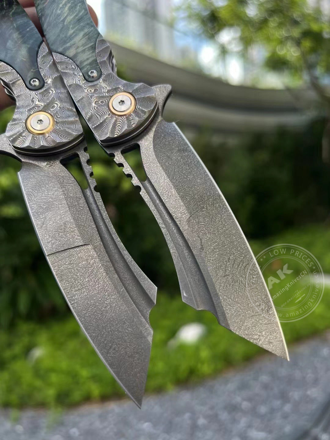 Tactical Wootz Steel Folding Knife Flipper Ball Bearings with Sheath - AK-HT0744-WZ