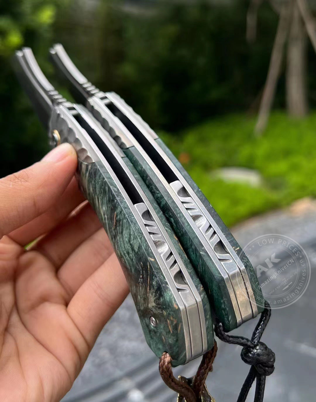 Tactical Wootz Steel Folding Knife Flipper Ball Bearings with Sheath - AK-HT0744-WZ