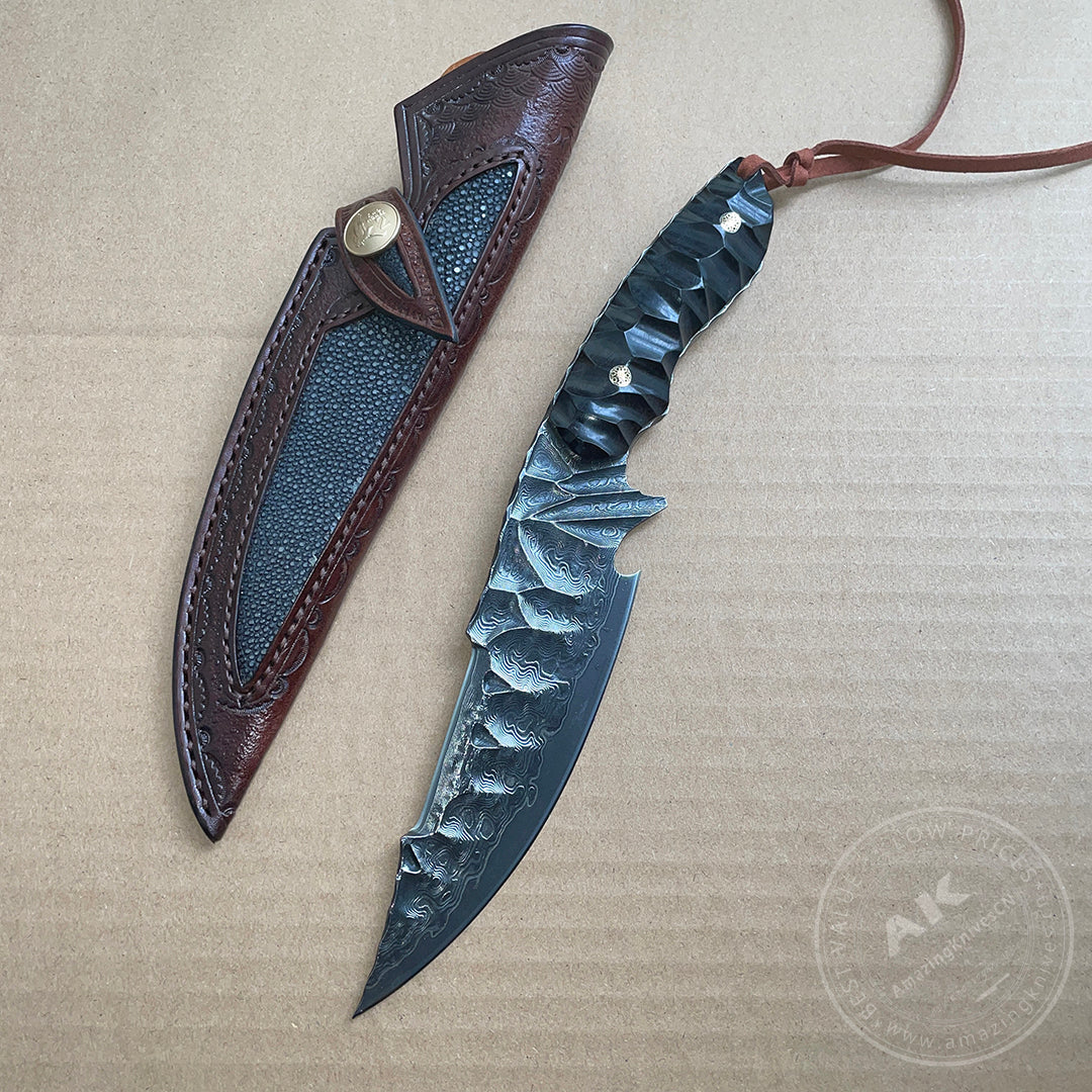 Fixed Blade Japanese Vg10 Damascus Steel Tactical Hunting Knife - AK-HT0326