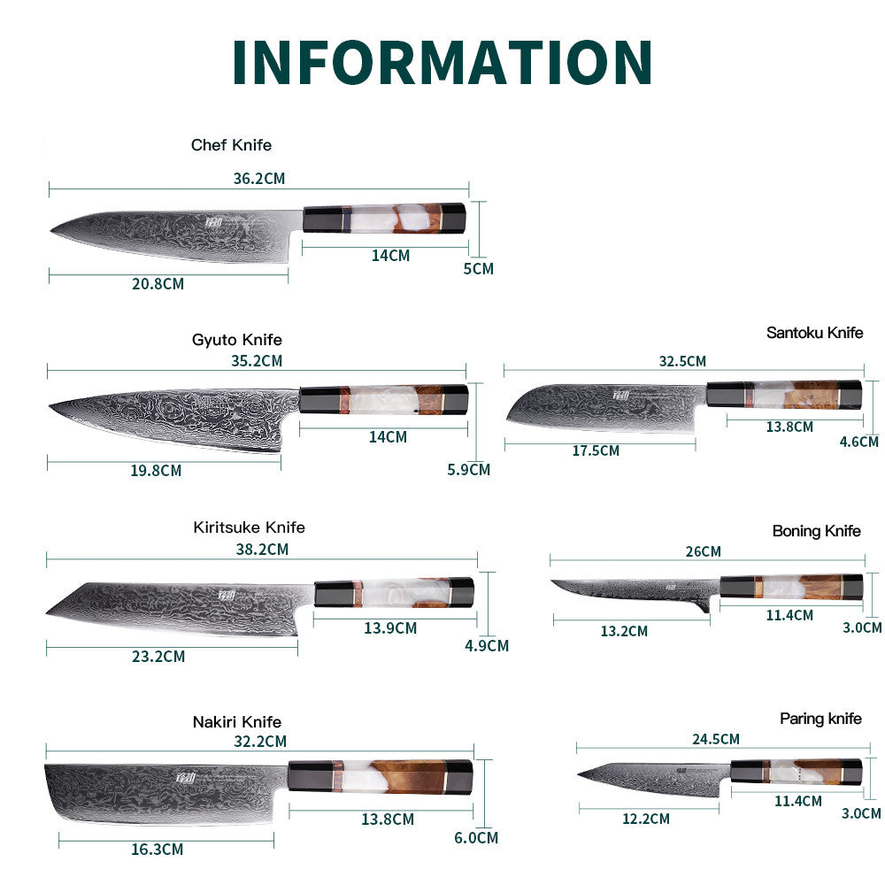 7 PCS Set Japanese AUS-10 67-Layer Damascus Steel Kithcen Knife Set Amazing Quality -AK-DS0789