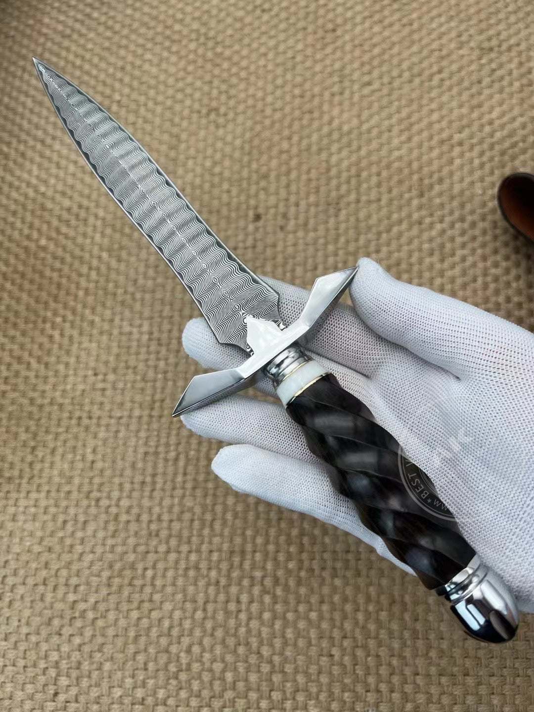 Damascus Dirk Outdoor Survival Hunting Knife Army Sword Fixed Blade Dagger - AK-HT0759