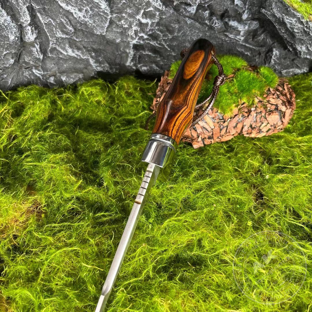 Premium M390 Steel Blade Bowie Knife Fixed Blade Tactical Knife Desert Ironwood with Sheath - AK-HT0644