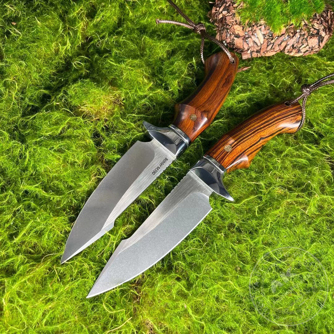 Premium M390 Steel Blade Bowie Knife Fixed Blade Tactical Knife Desert Ironwood with Sheath - AK-HT0644