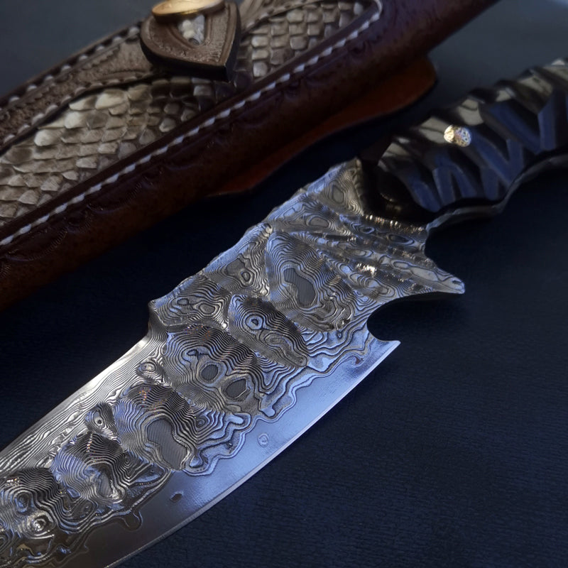 Fixed Blade Japanese Vg10 Damascus Steel Tactical Hunting Knife - AK-HT0326-S