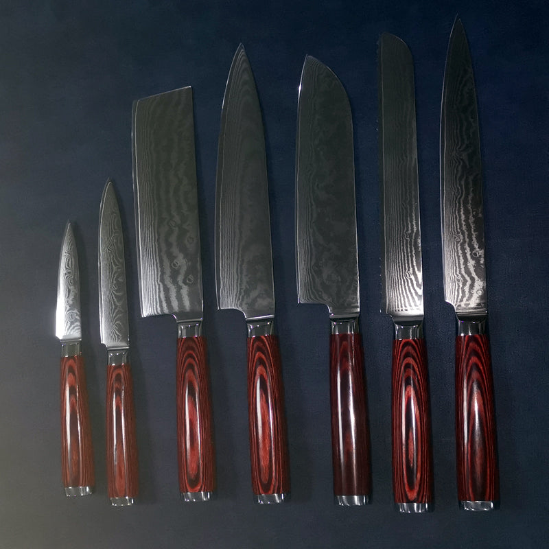 Japanese 67-Layer Damascus Kithcen Knife Set VG10 Steel Amazing Quality