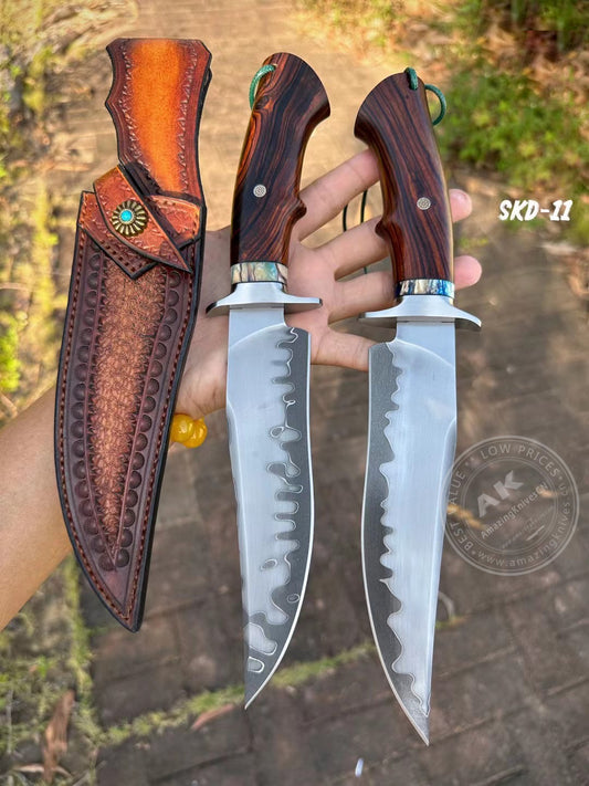Japanese SKD-11 Steel Hunting Knife Survival Bowie Knife Fighter Full Tang - AK-HT0805