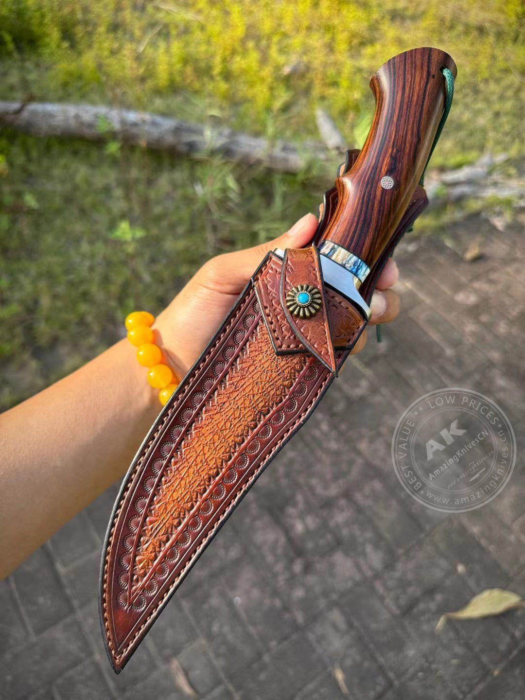 Japanese SKD-11 Steel Hunting Knife Survival Bowie Knife Fighter Full Tang - AK-HT0805