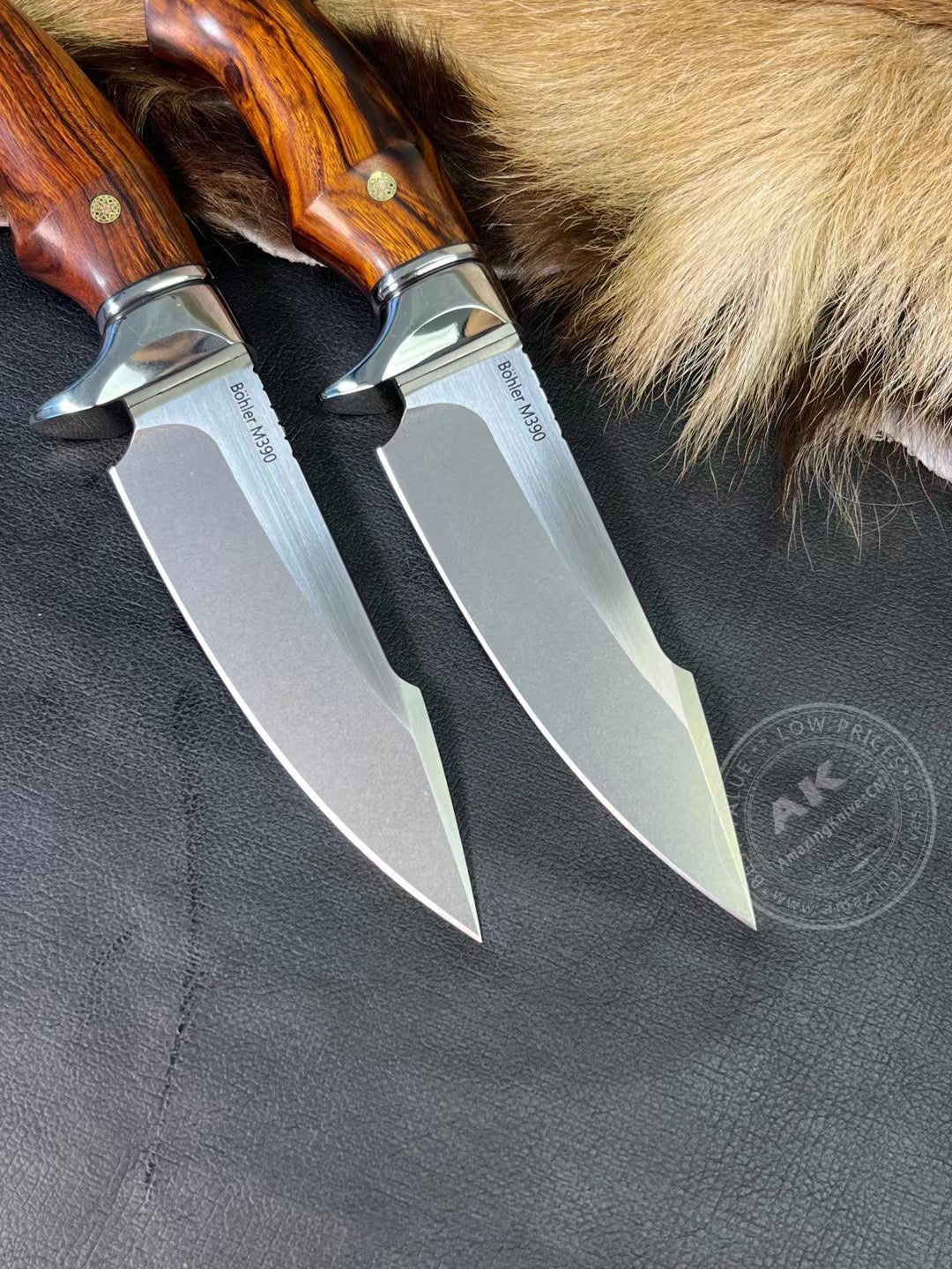 Premium M390 Steel Blade Bowie Knife Fixed Blade Tactical Knife Desert Ironwood with Sheath - AK-HT0644