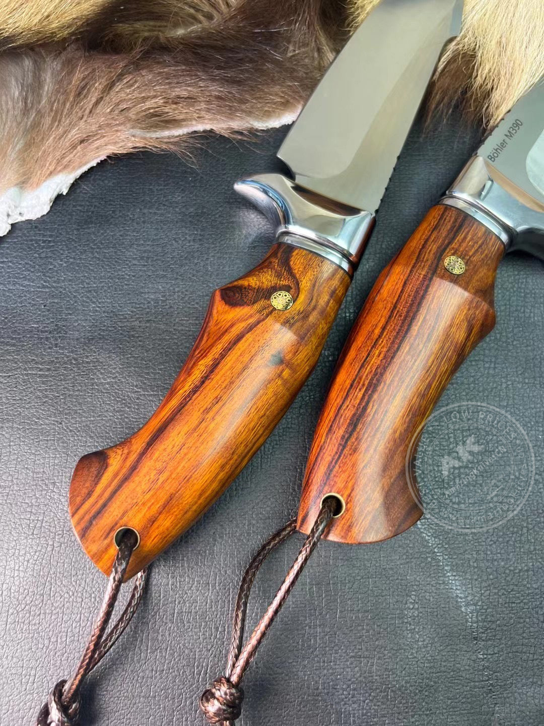 Premium M390 Steel Blade Bowie Knife Fixed Blade Tactical Knife Desert Ironwood with Sheath - AK-HT0644