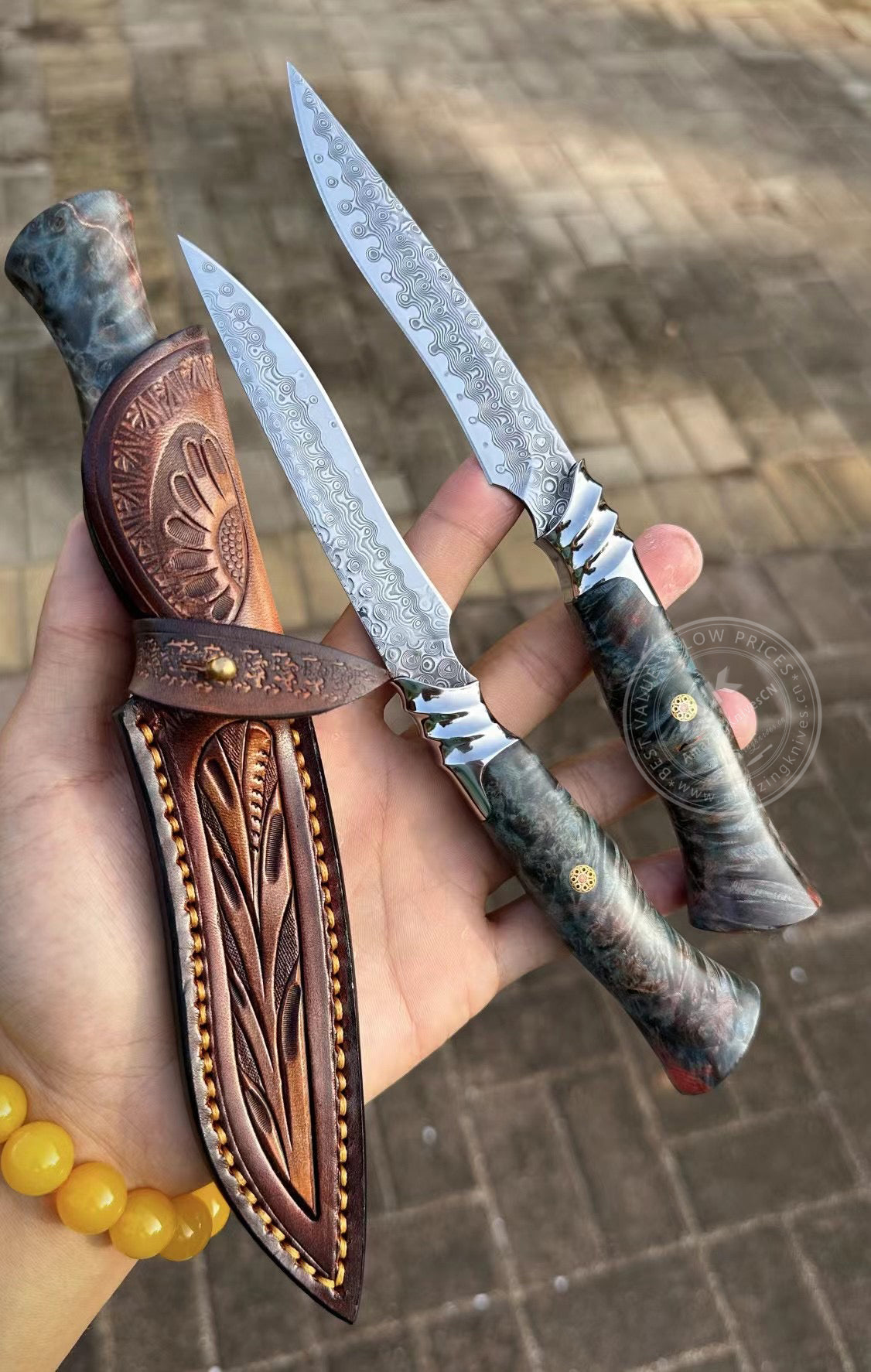 VG10 Damascus Steel Hunting Knife Fixed Blade Tactical Knife with Sheath - AK-HT0502-DM