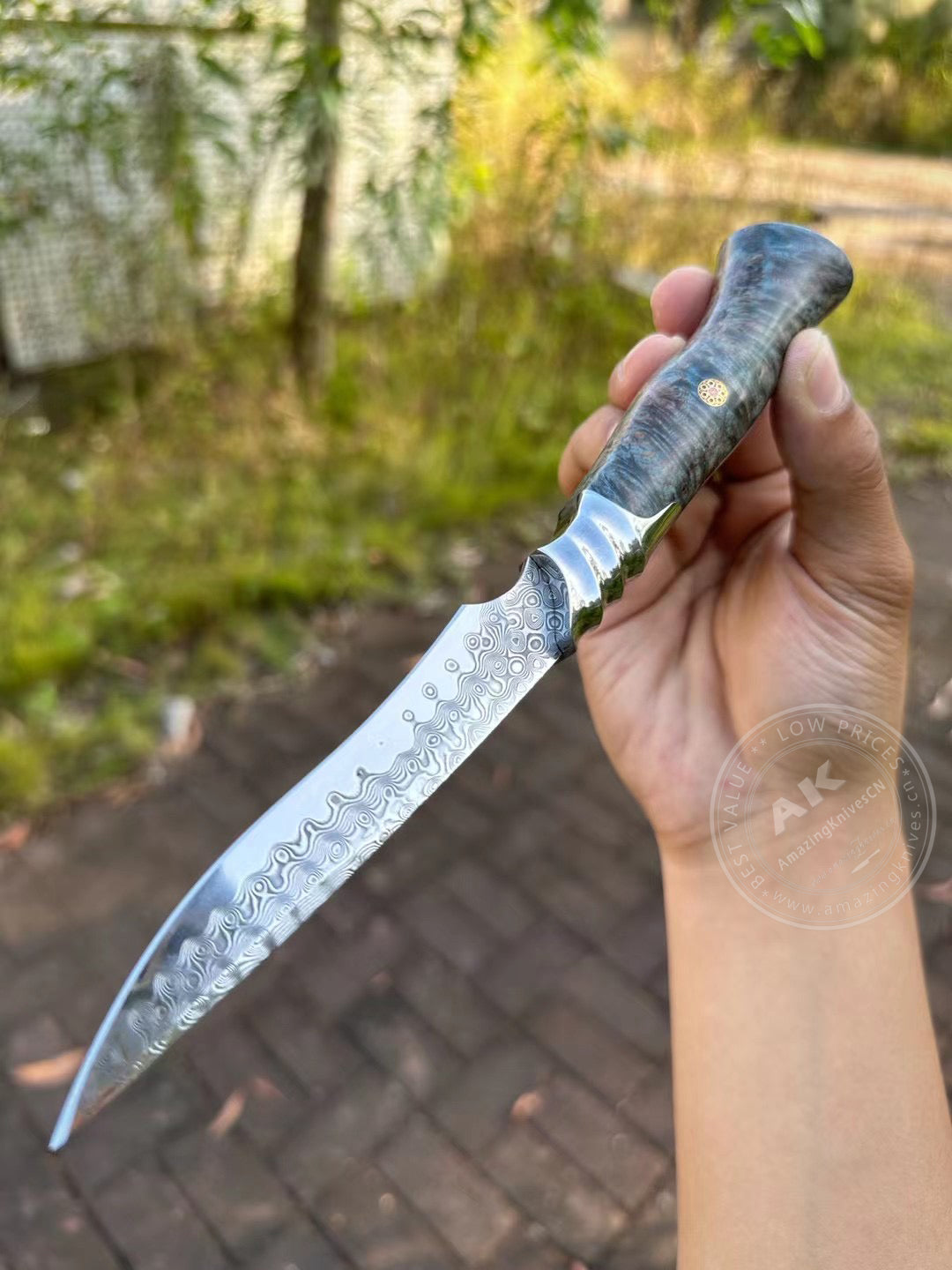 VG10 Damascus Steel Hunting Knife Fixed Blade Tactical Knife with Sheath - AK-HT0502-DM