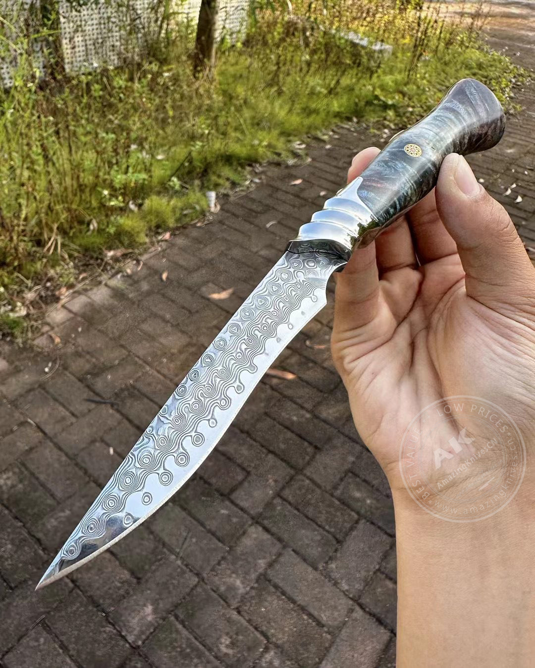 VG10 Damascus Steel Hunting Knife Fixed Blade Tactical Knife with Sheath - AK-HT0502-DM