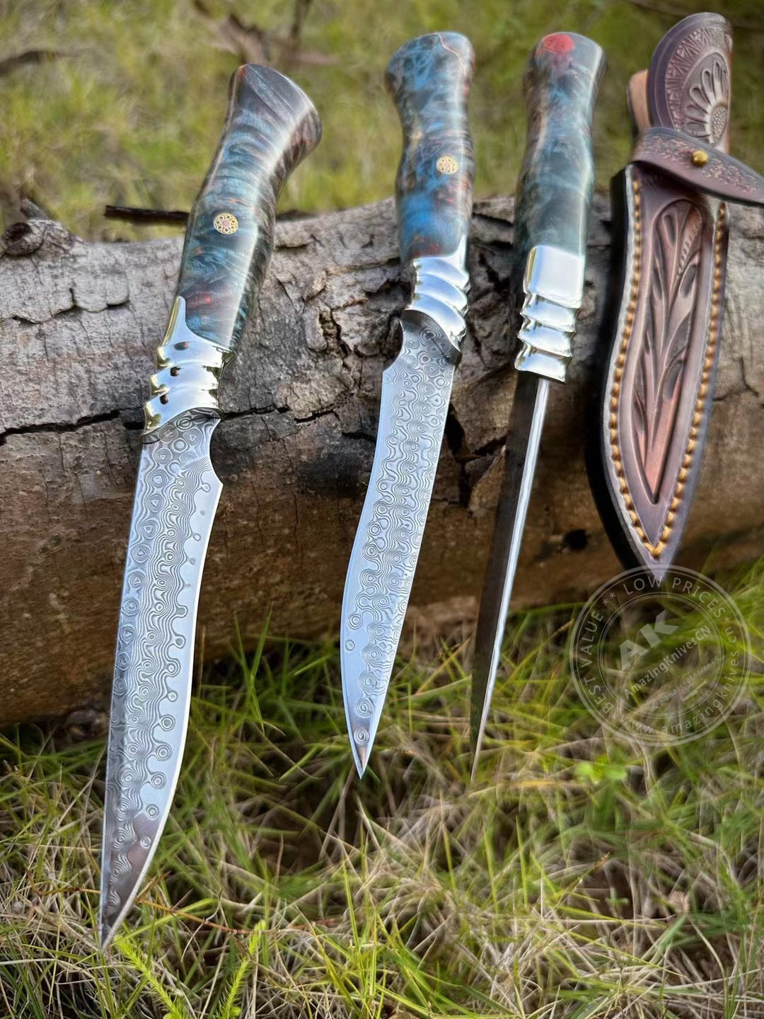 VG10 Damascus Steel Hunting Knife Fixed Blade Tactical Knife with Sheath - AK-HT0502-DM