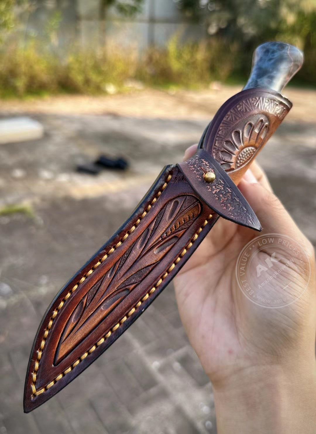 VG10 Damascus Steel Hunting Knife Fixed Blade Tactical Knife with Sheath - AK-HT0502-DM