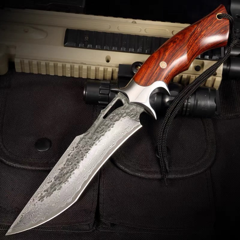 Handmade Forged Damascus Hunting Knife Handcrafted Fixed Blade - AK-HT0529-S