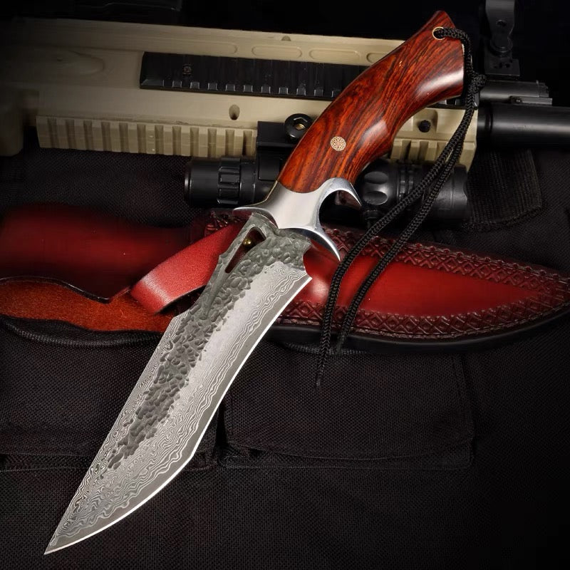 Handmade Forged Damascus Hunting Knife Handcrafted Fixed Blade - AK-HT0529-S
