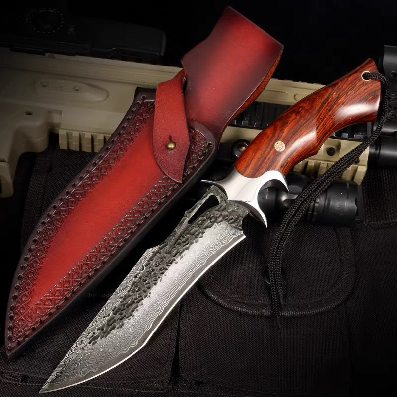 Handmade Forged Damascus Hunting Knife Handcrafted Fixed Blade - AK-HT0529-S