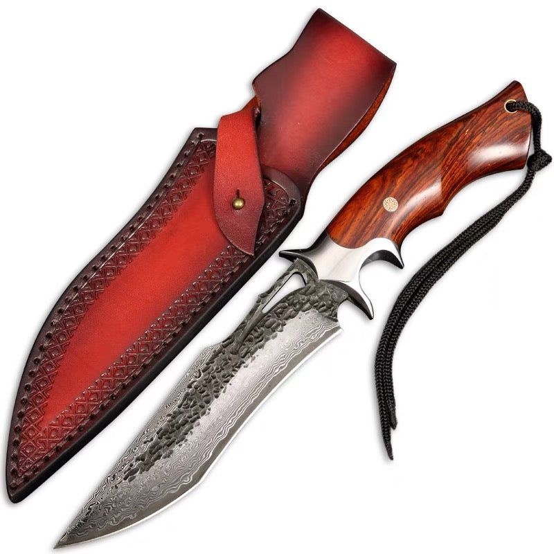 Handmade Forged Damascus Hunting Knife Handcrafted Fixed Blade - AK-HT0529-S