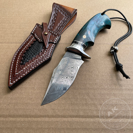 JAPANESE DAMASCUS VG10 BOWIE KNIFE - AK-HT0493