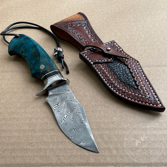 JAPANESE DAMASCUS VG10 BOWIE KNIFE - AK-HT0493