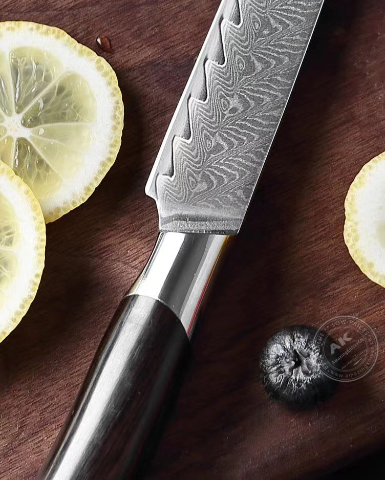 Japanese VG-10 Damascus Steel Utility Knife Ebony Wood Handle - AK-DU0191