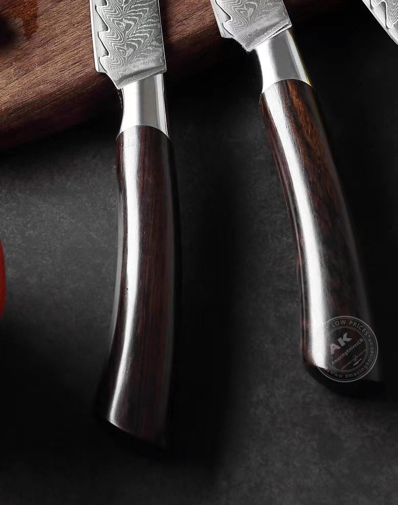 Japanese VG-10 Damascus Steel Utility Knife Ebony Wood Handle - AK-DU0191