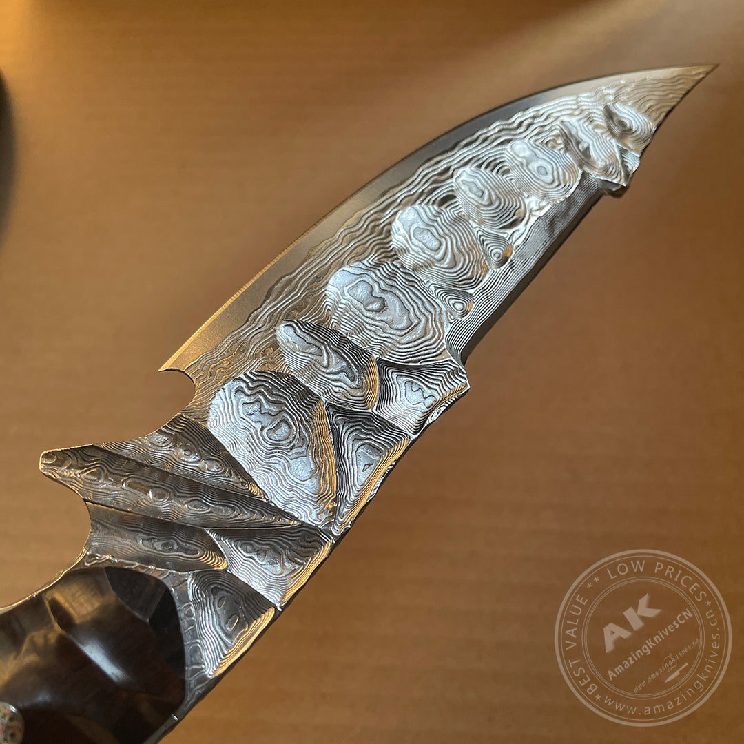 Fixed Blade Japanese Vg10 Damascus Steel Tactical Hunting Knife - AK-HT0326-S