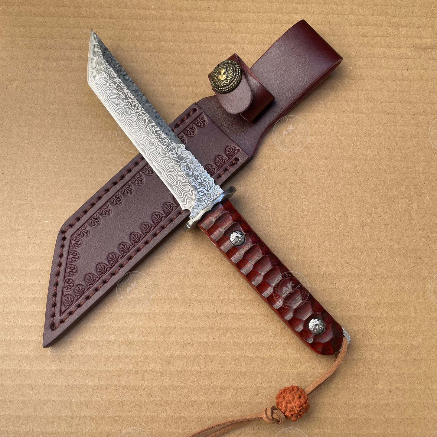 Japanese VG10 Damascus Hunting Knife Katana Knife Samurai Full Tang Sword Tanto - AK-HT0570