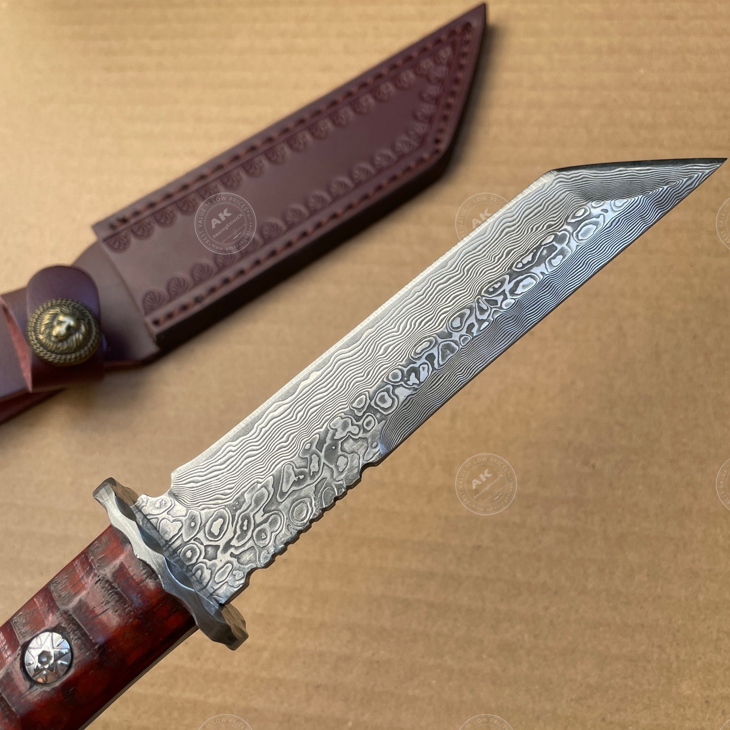 Japanese VG10 Damascus Hunting Knife Katana Knife Samurai Full Tang Sword Tanto - AK-HT0570