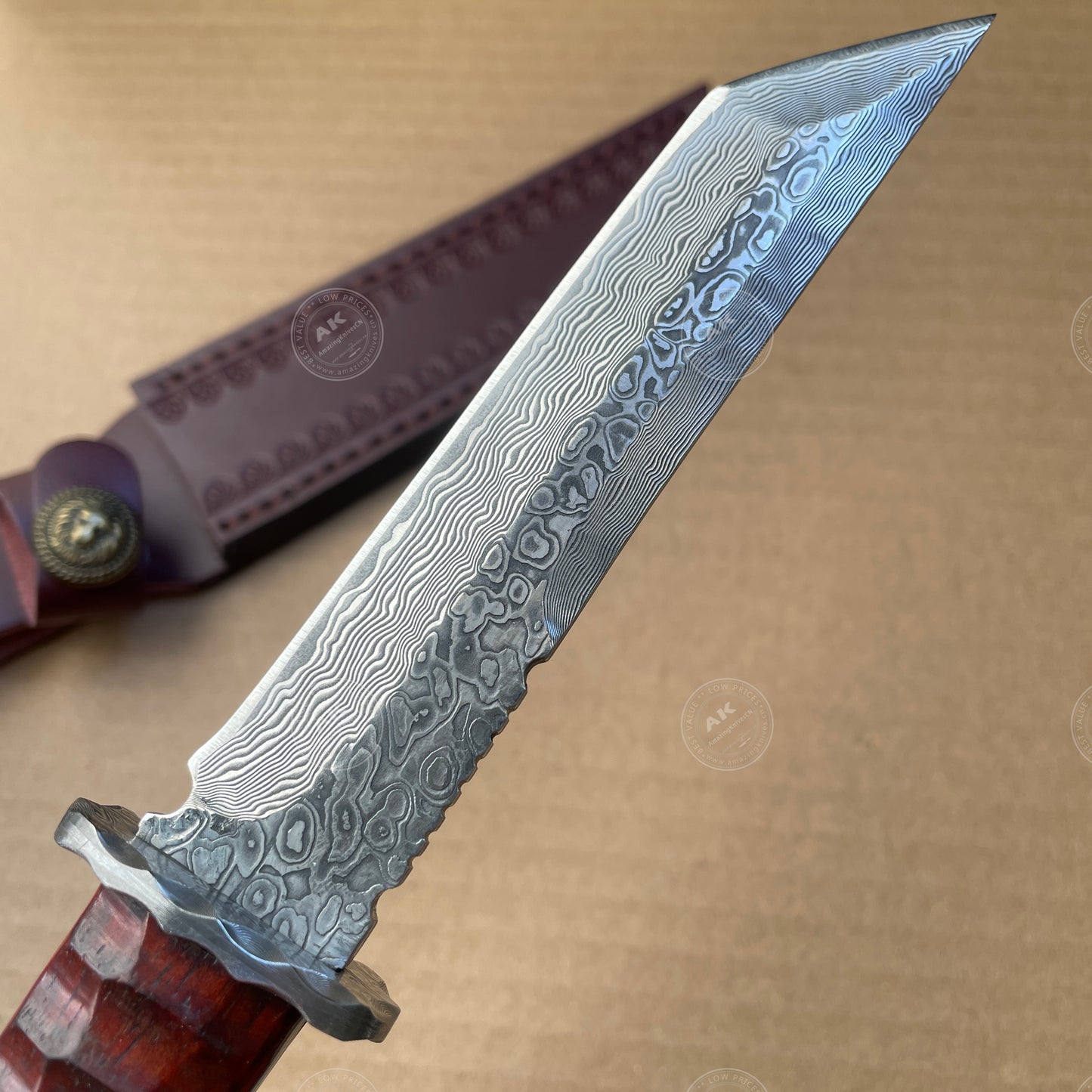 Japanese VG10 Damascus Hunting Knife Katana Knife Samurai Full Tang Sword Tanto - AK-HT0570