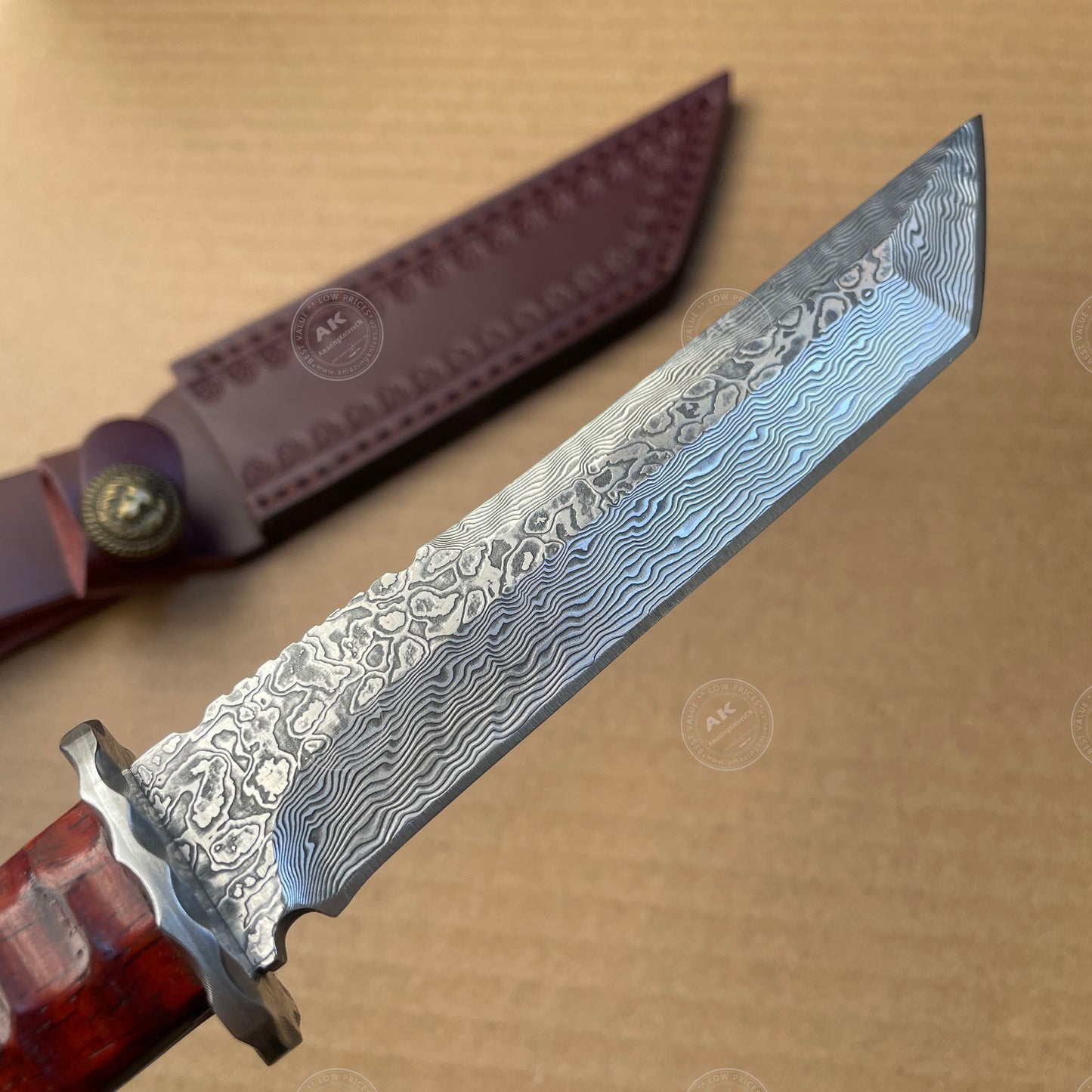 Japanese VG10 Damascus Hunting Knife Katana Knife Samurai Full Tang Sword Tanto - AK-HT0570